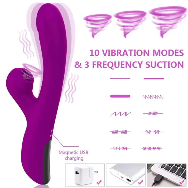 Gode Jack Rabbit 10 modes de vibration et 3 fréquences d'aspiration
