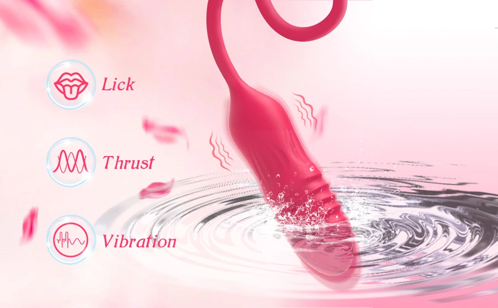 Rose Licker Vibrator with G-Spot Dildo lick thrust vibration