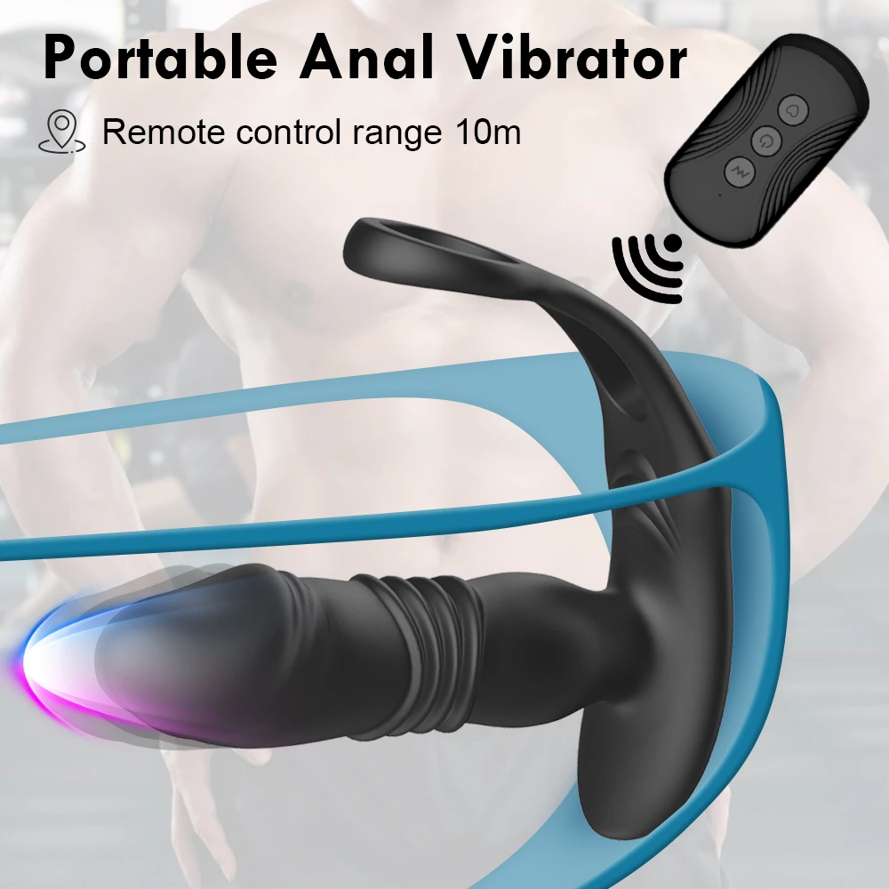 Thrusting Anal Dildo 7 Vibrating Modes with Cockring