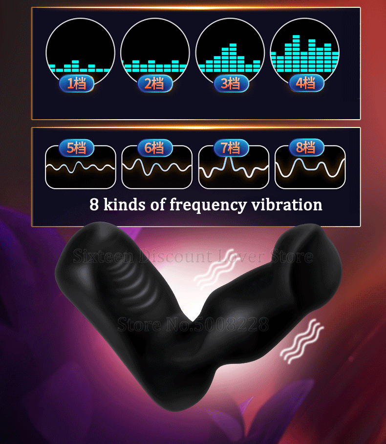 Vibrador Butt Plug 8 tipos de frecuencia de vibración