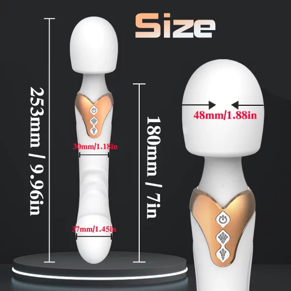 Magic Wand Vibrator With Dildo Attachment white product size