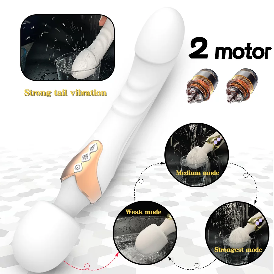 horse cock dildo with 2 motors magic wand sex toy